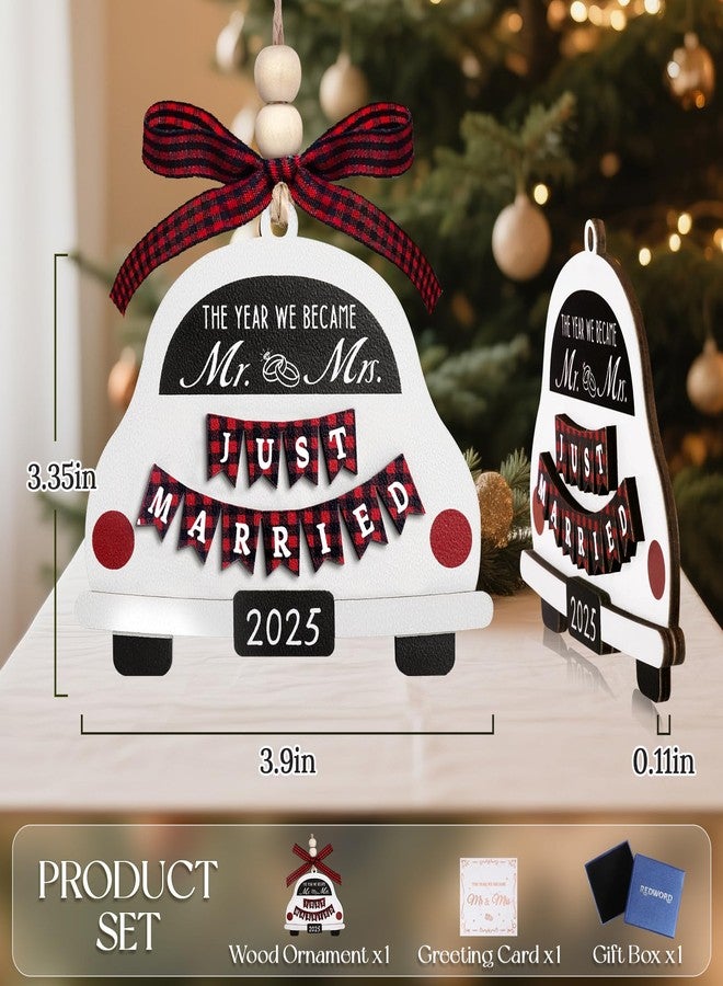 REDWORD Wedding Gifts for Couples 2025, Christmas Married Wood Hanging Ornament 2025 Christmas Mr and Mrs Bridal Shower Gift Bride to Be Gifts Wedding Gift for Newlyweds Just Married Decorations - Image 2